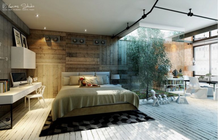 Phòng ngủ đẹp với gỗ cho mẫu nhà biệt thự 13