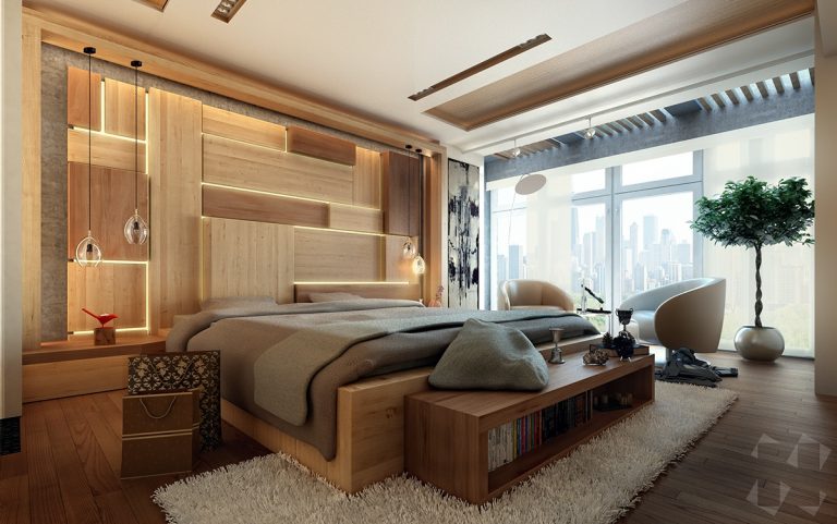 Phòng ngủ đẹp với gỗ cho mẫu nhà biệt thự 7